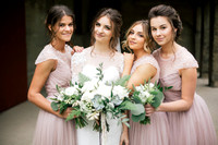 Bride & Bridesmaids in blush dresses